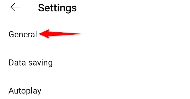 كيفية استخدام ميزة صورة داخل صورة في اليوتيوب على الأندرويد؟ اختر الإعدادات > عام.